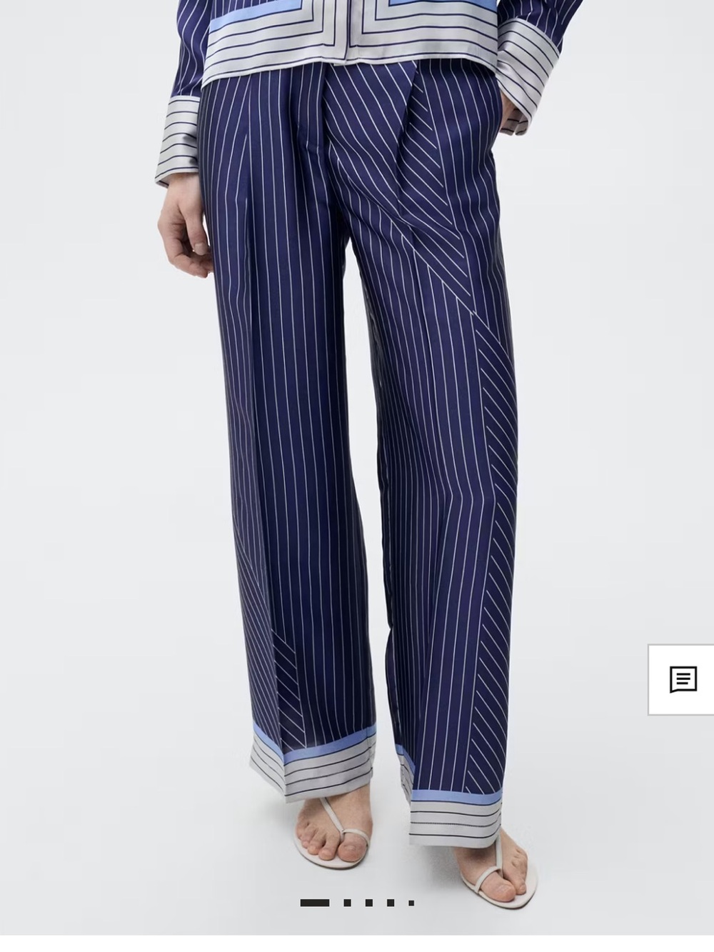 Mango Navy Pinstripe Wide-Leg Trousers